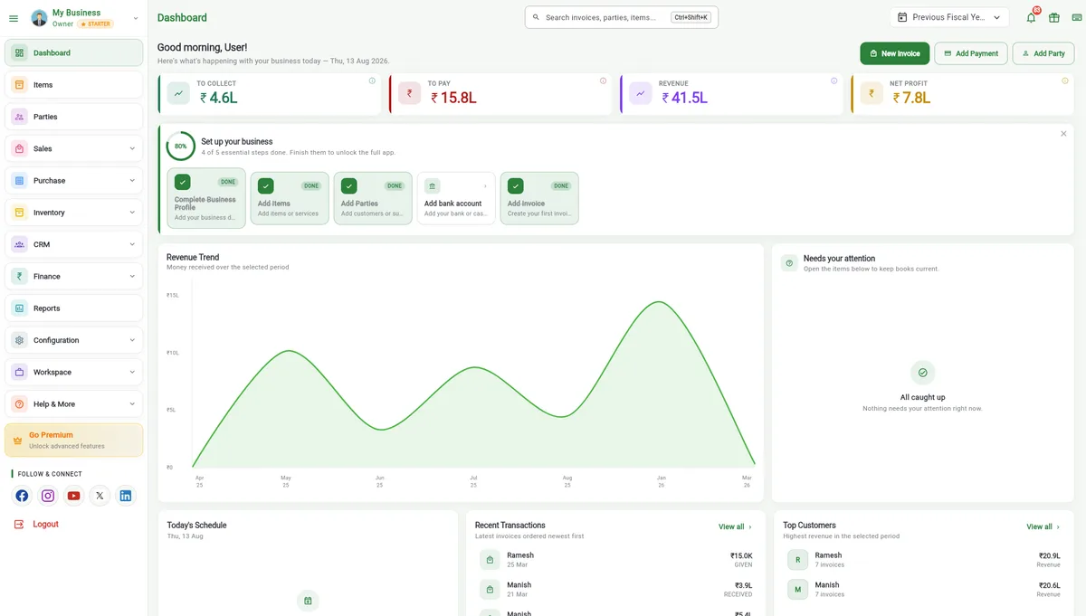 Easy Khata dashboard on desktop