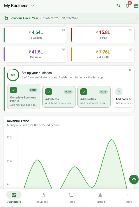 Easy Khata dashboard on tablet